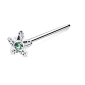 Floral Stone Silver Straight Nose Stud NSKA-737